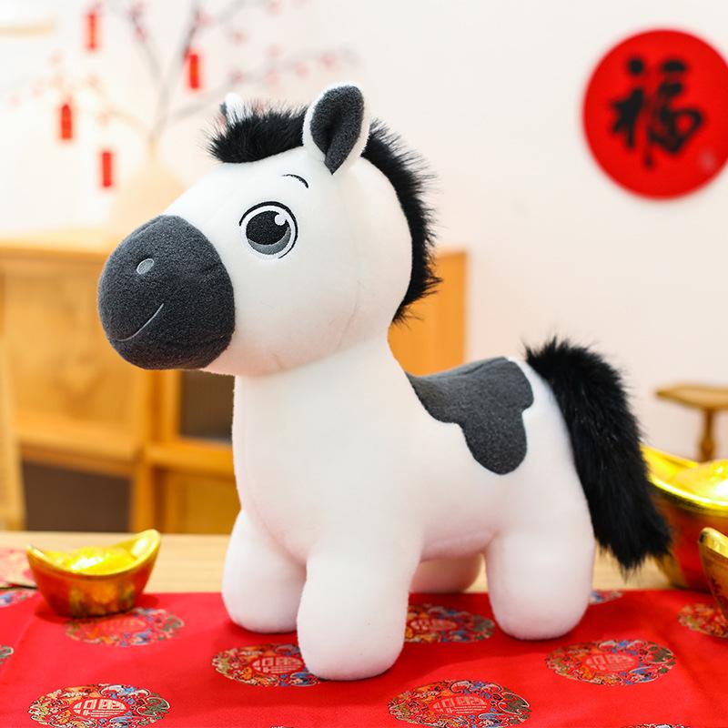 

Маскот года Лошади новая имитация зодиакальная кукла лошади счастливый мешок лошадь плюшевая игрушка детский новогодний подарок 24cm белый