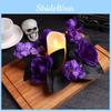 Halloween Purple Rose Candle Ring Decor With Synthetic Flowers For Event Atmosphere And Decorative Display