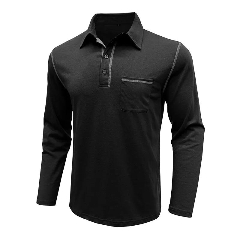 Autumn Men'S Casual T Shirts Breathable Long Sleeve Polo Shirt Mens Lapel T-Shirt American Color-Blocking Tops Tee