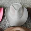 New Blue Suede Hat 7.5Cm Western Cowboy Women'S Fedora Hat Men'S Church Jazz Hat Fashion Travel Party Hat Denim Hat