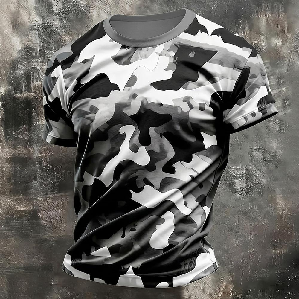 Men's Camo Camouflage 3D T-shirt Fashion Cool Veteran Sport T Shirt Casual Personality Outdoor Short Sleeve Tops Summer Clothing
