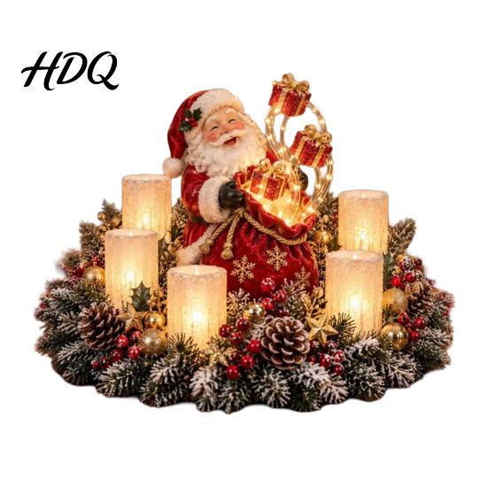 Weihnachts-Tischdekorationen Beleuchtete Tischmitte mit flammlosem Kerzenlicht Harz-Weihnachtsbär Highland Einzigartig A