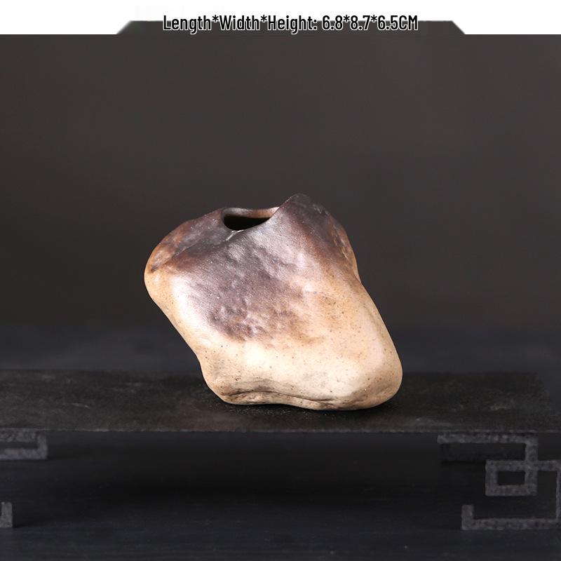 Zen Retro Ceramic Vase: Simple Antique Pottery for Dried Flowers, Small Table Ornament, or Hydroponic Plant Container for Living Room.