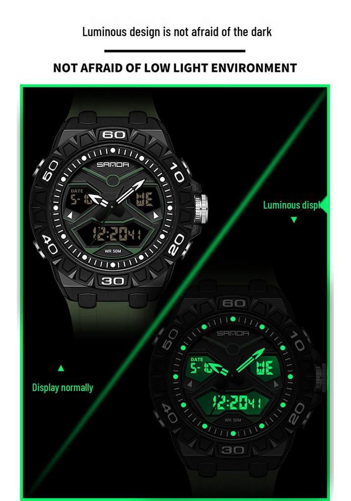 Sanda Student Waterproof Multifunction Sports Watch with Luminous Alarm