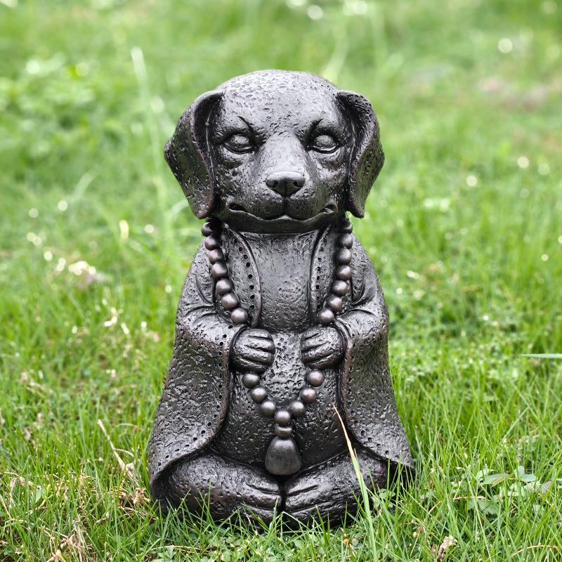 Zen-Welpe Harz-Ornament: Entzückende buddhistische Meditationsgarten-Dekoration
