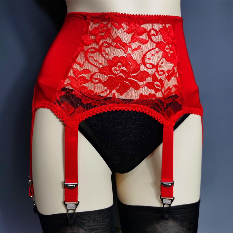 

Європейський та американський придворний стиль Мереживний пояс для панчіх з 6 ремінцями великого розміру Білизна Коригувальна білизна Triple Extra Large