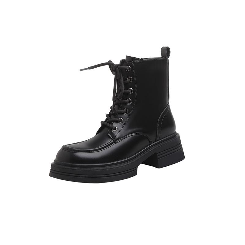 Leather Martin boots women's boots autumn and winter new small height increase thick-soled British style short boots women's single boots