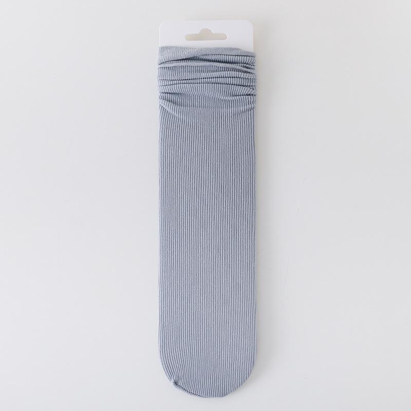 White Ice Socks Summer Thin Mid-Leg Socks Trendy Black Calf Socks Stacked Socks Ice Silk Stockings Summer