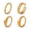 Engraved Ring Fashion Trend Stainless Steel Gold Plated Men'S And Women'S Ring