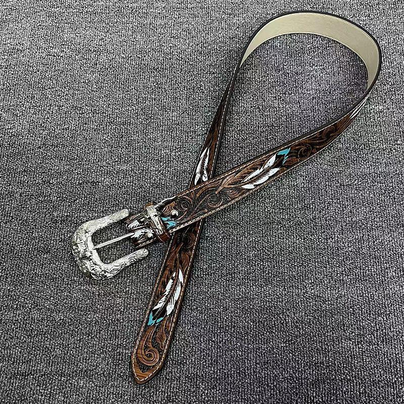 Retro Vintage Western-Style Indian Cowboy Belt with Unique Design