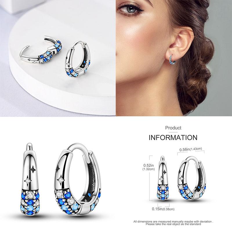 New Earrings 100% Genuine 925 Silver Women Hoop Earring Women's Wedding Engagement Girlfriend Wife Birthday Gift