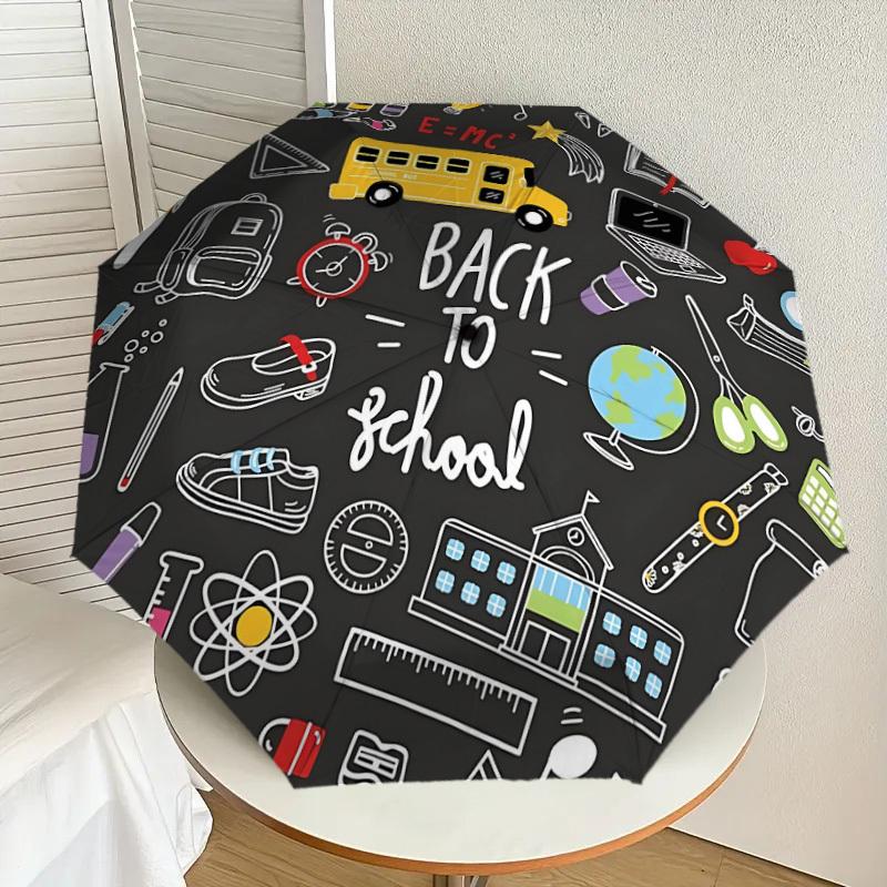 1pc Back to School Pattern Umbrella  Automatic Opening and Closing Umbrella, High quality Umbrella, Ideal Gift for Her 259