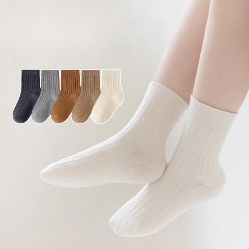 5 par bawełnianych skarpetek unisex dla niemowląt, antypoślizgowe, w jednolitym kolorze, elastyczne, skarpetki dla noworodka, akcesoria dla niemowląt