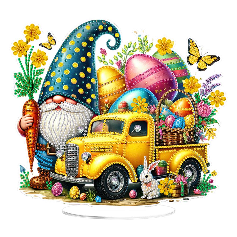 Acrylic Easter Goblin Diamond Painting Tabletop Ornaments Kit Cat Windmill Rabbit Truck  Diamond Painting Desktop Decor