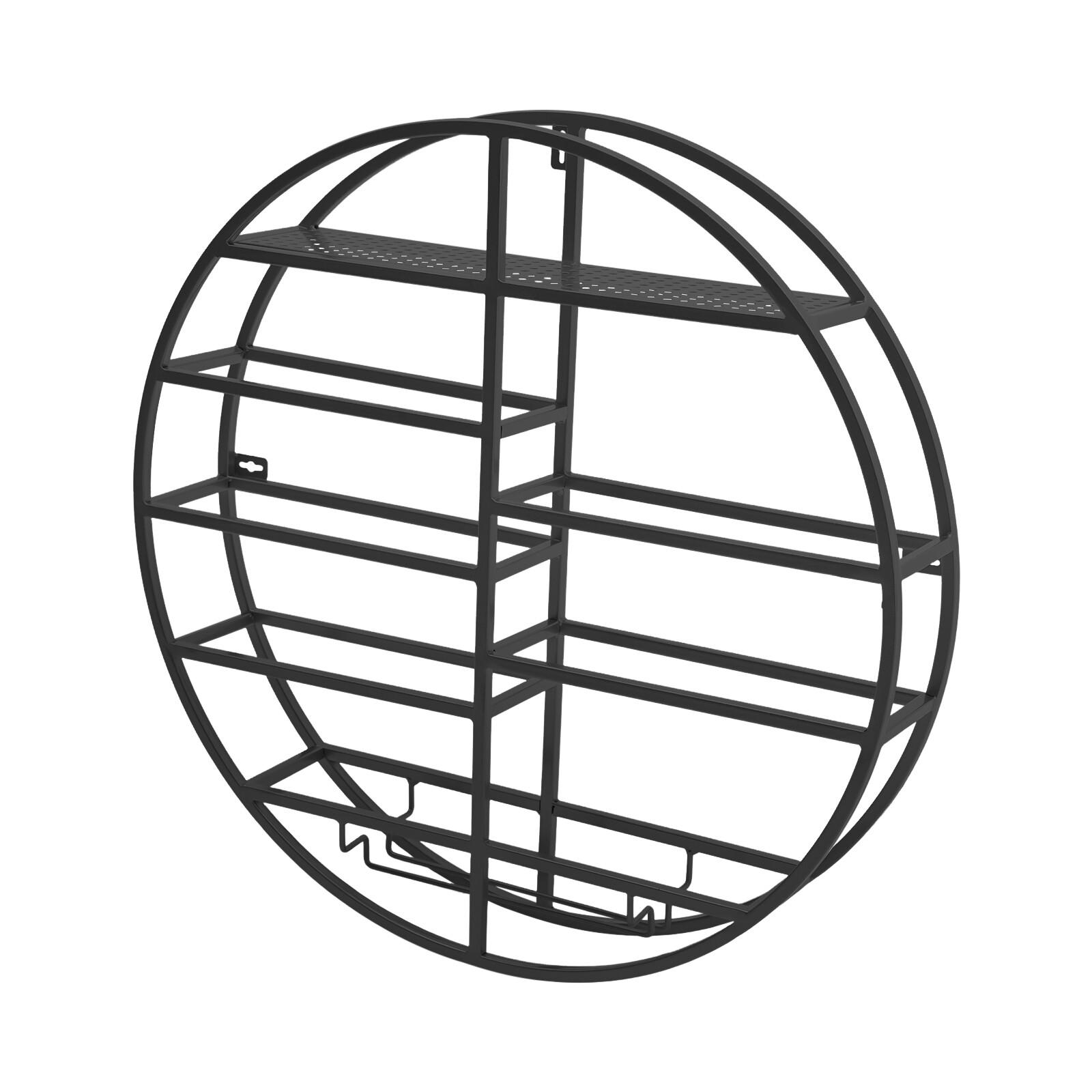 Modern Black Iron Wine Shelf Wall Mounted Large Capacity 7 Bottle Storage Rack United States