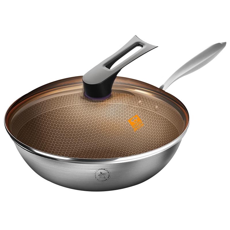 KOBACH 32cm 304 Stainless Steel Wok Set