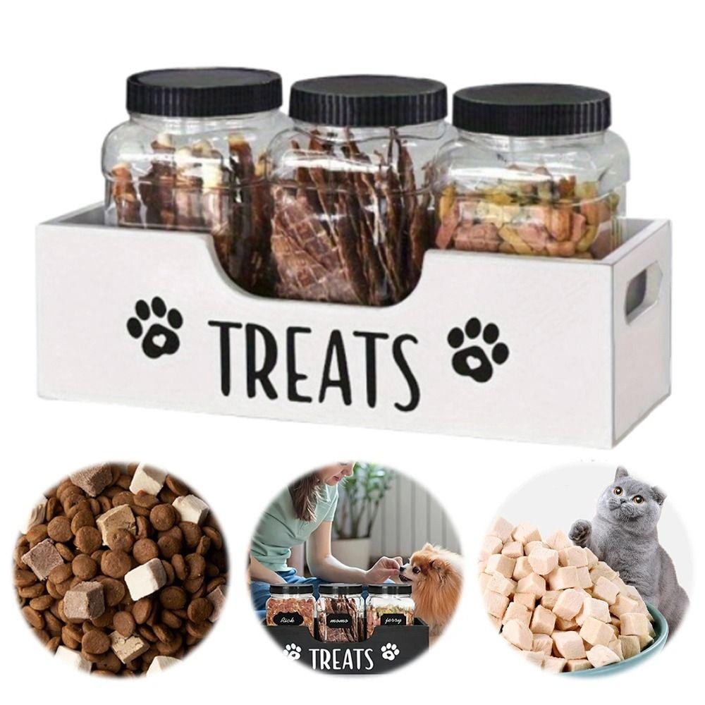 Practical Wooden Dog Treat Container Creative Dog Food Storage Holder Snack Storage Box  Pet Supply