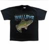 Unisex Shirt Cotton Oversize Large Size Vintage Michigan Walleye Fishing Black Graphic Single-stitch T-shirt Size L