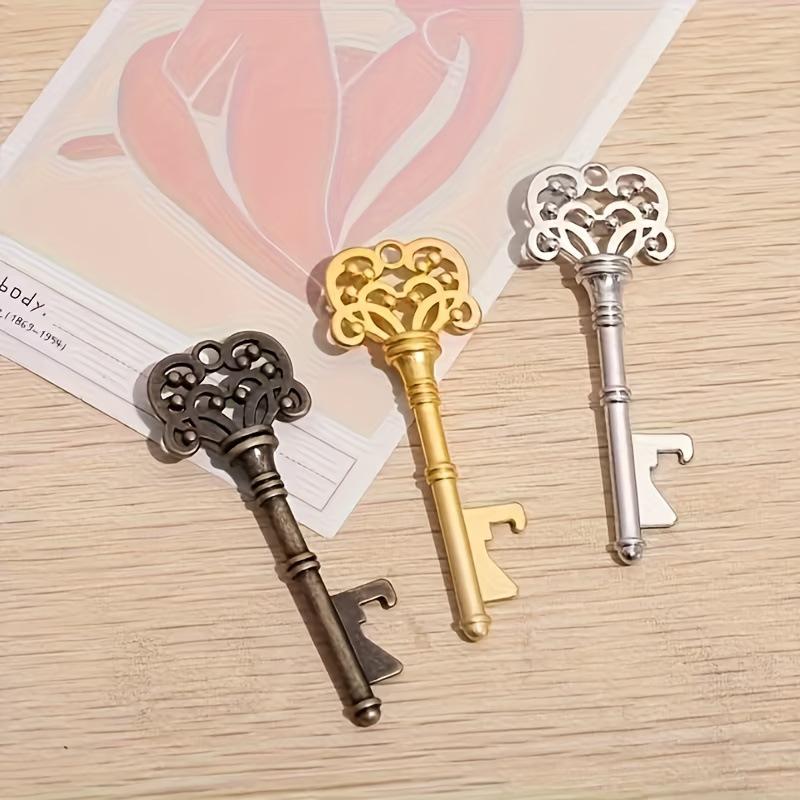 10Pcs/Set Key Shaped Bottle Opener Keychain Zinc Alloy Copper Silver Keyring Beer Can Unique Creative Gift Home Kitchen