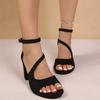 Ladies Shoes   Open Toe Women's Sandals  Zip Office and Career Summer  Solid Heeled Sandals