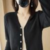 Knit Cardigan For Women With Vneck Long Sleeves Soft Polyester Blend For Casual Wear