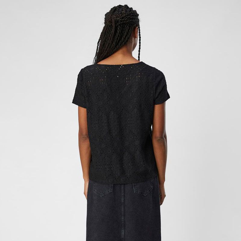Feodora Eyelet Embroidery V-neck T-shirt Women OBJECT