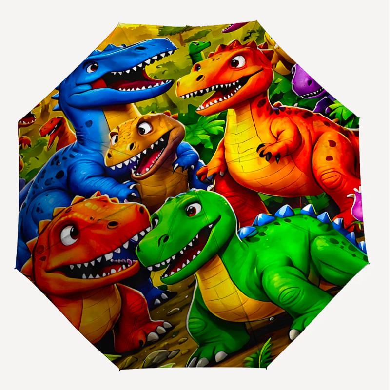 1PC Dinosaur Forest Umbrella-8-Rib Reinforced Portable Folding Travel Suitable for All Seasons Outdoor Daily Use  -J0415