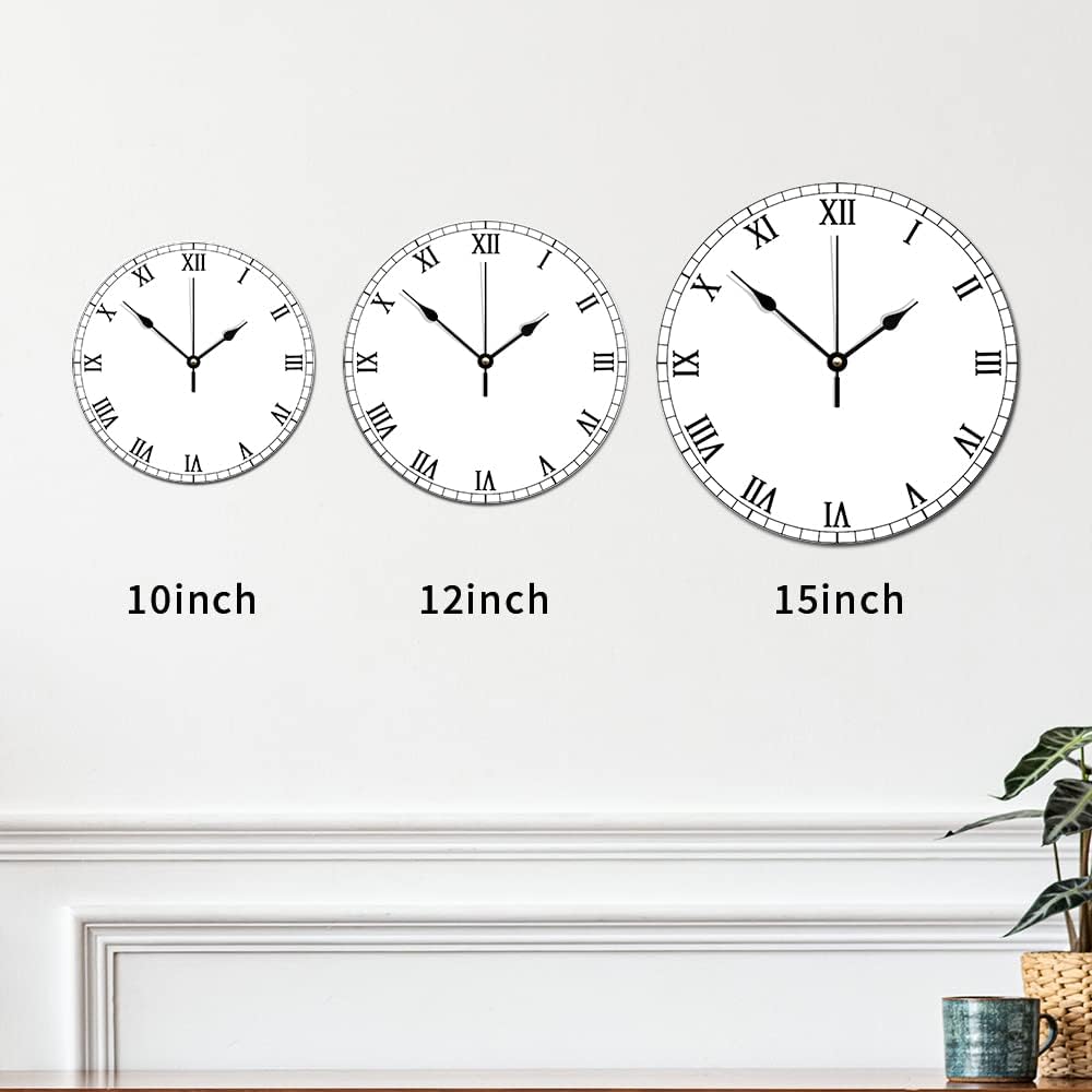 ArogGeld Gray and White Elephant Wall Clock Nursery Wood Clock 10 Inch Silent Non-Ticking Wooden Wall Clocks Battery Operated Living Room Bedroom