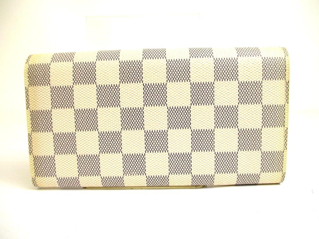 Authentic LOUIS VUITTON Damier Azur White Leather Flap Wallet Purse Sarah #a914  Refurbished