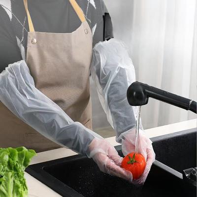 20pcs Household Arm - Protecting Gloves Kitchen - Used Food - Grade Extended Disposable Plastic Gloves Elastic Drawstring Long - Arm Gloves