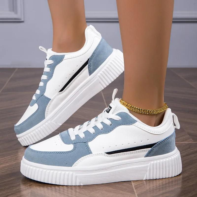 YRZL Leather Sports Women Casual Shoes Lightweight Skateboard Shoes Platform White Sneakers Outdoor Breathable Walking Shoes