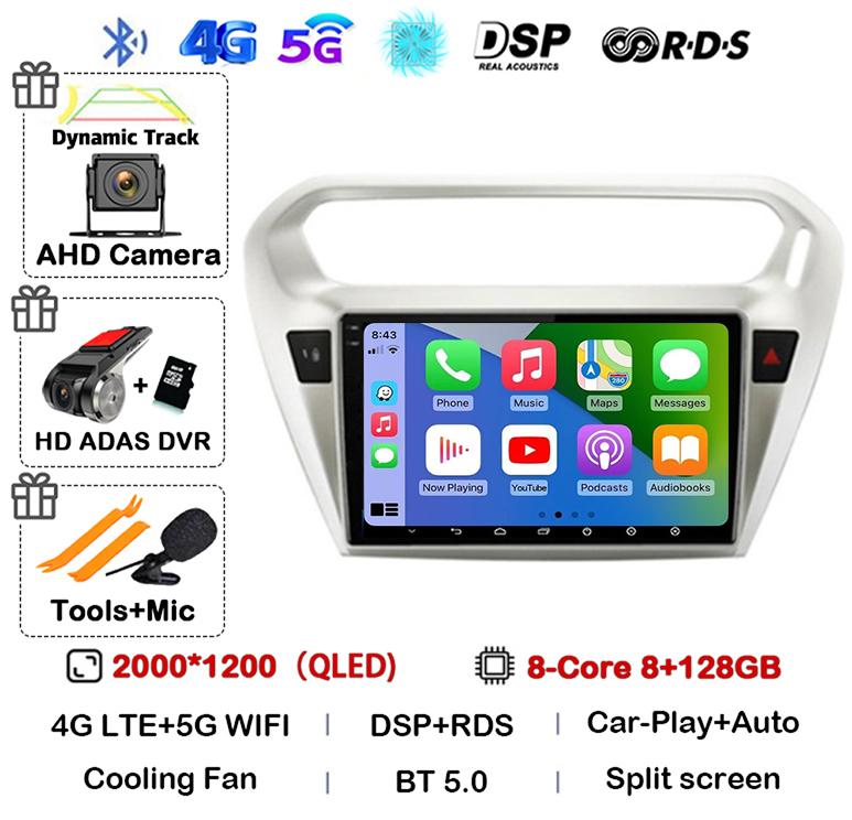Android 14 Carplay Car Radio For Peugeot 301 Citroen Elysee 2013 2014 2015 2016 2017 2018 Multimedia Video Player GPS Stereo DSP