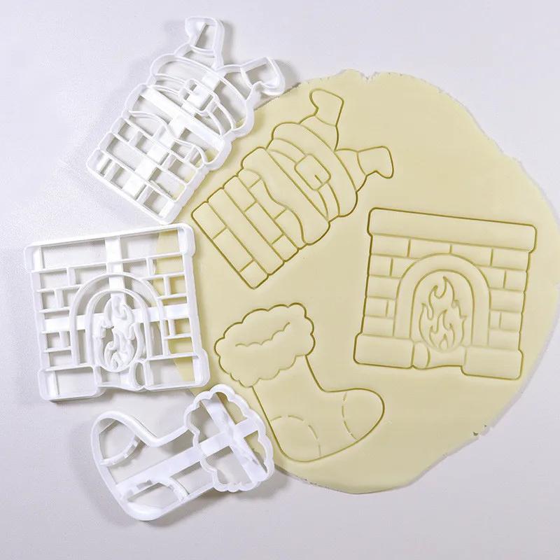 Holiday Christmas Cookie Embosser Cutter Mold Santa Claus Crystal Ball Snowman Fondant Stamp Cake Decor Tools Baking Supplies