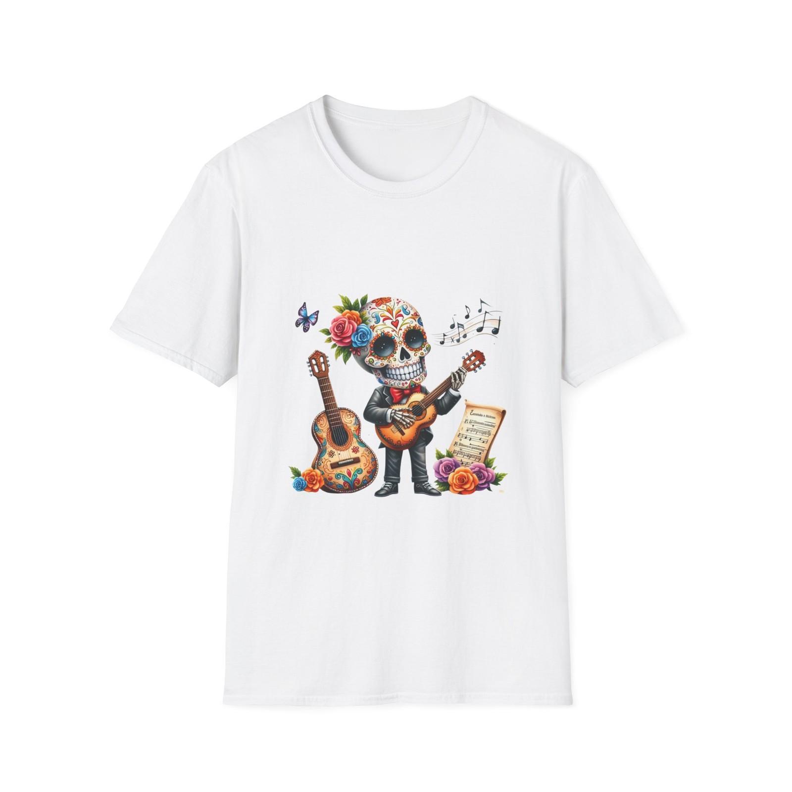 Day of the Dead T-Shirt, Floral Skull Tee, Music Lovers Gift, Halloween S разноцветный