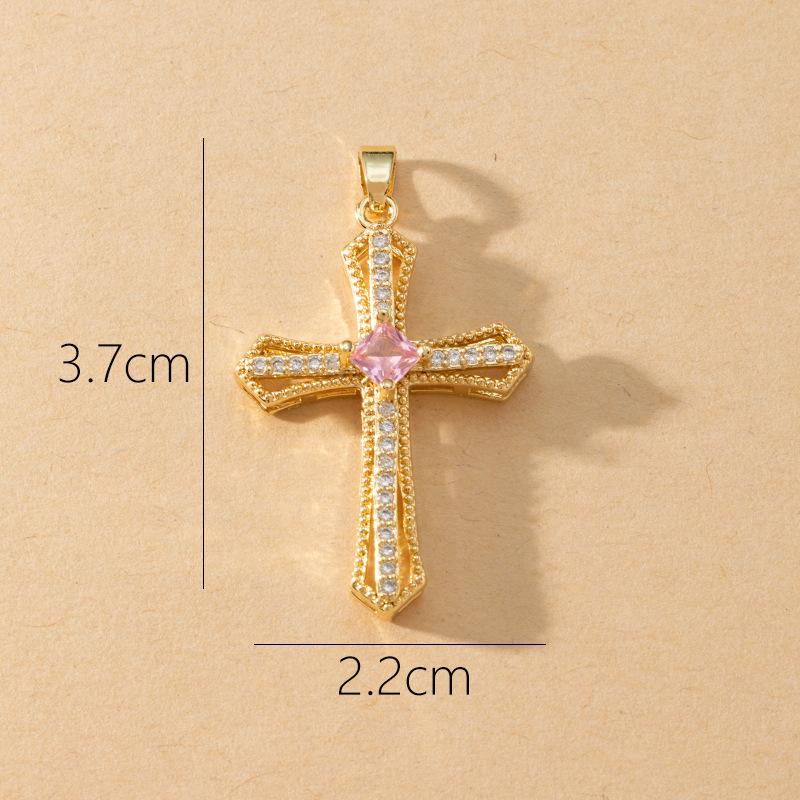 

18K Color-preserving Copper Inlaid Zircon Cross Pendant Handmade DIY Bracelet Necklace Ear Buckle Pendant Pendant Accessories
