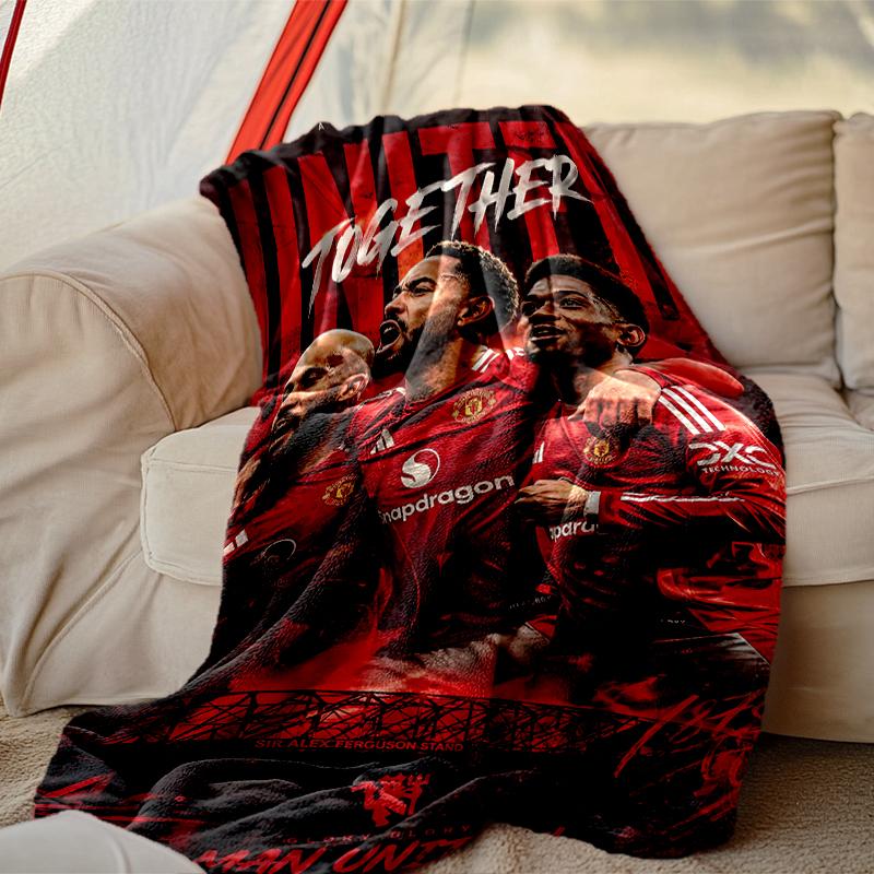 Manchester United Manchester City Pattern Blanket, Cozy Blanket for All-Season Comfort on Sofas, Beds, Office, Car, Camping and Travel