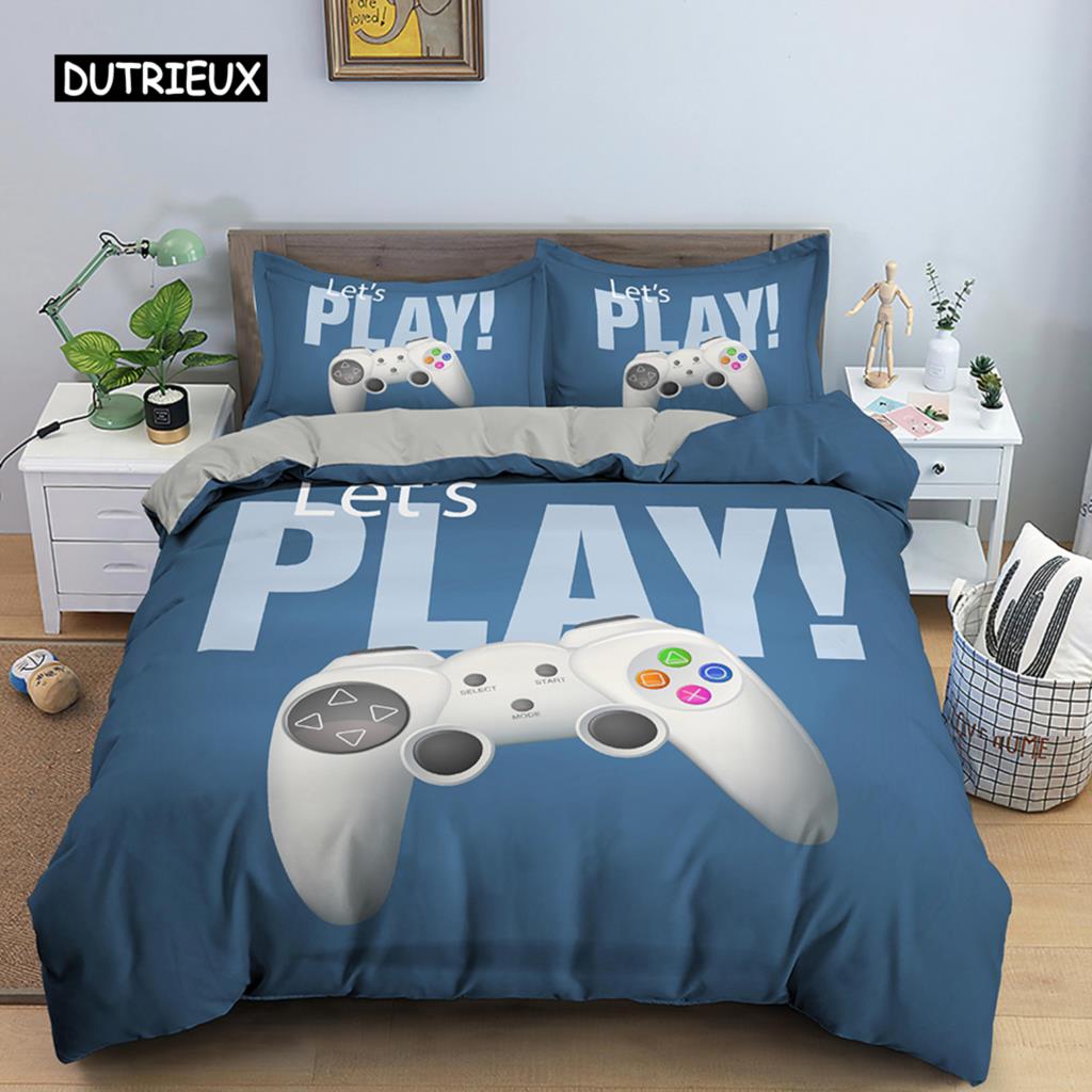 Game Handle Bedding Set Luxury Duvet Cover with Pillowcase Quilt Cover Queen King Bedding Cartoons Kids Boys Bed Cover Set Green