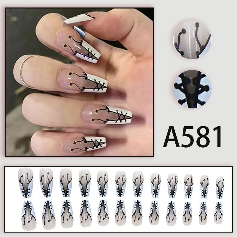 Winter fresh and simple pure lust style bride dance wear nails rainbow love rose fake nails
