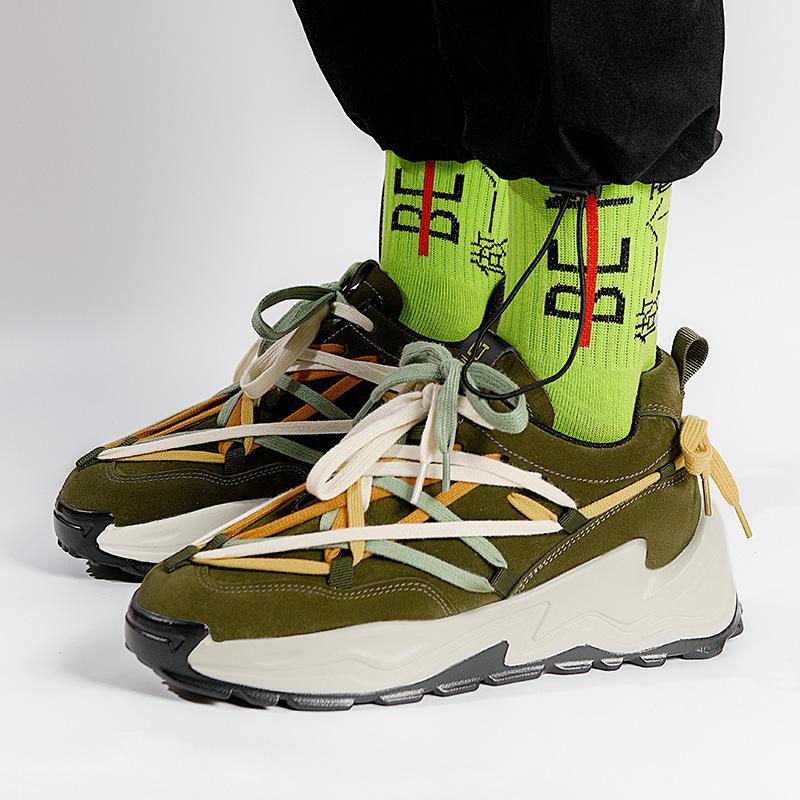 

2025 new autumn Harajuku lace-up deconstruction running shoes platform height increase student versatile casual dad shoes men 38