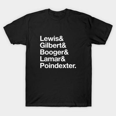 Men Black Print T-shirt Lewis & Gilbert & Booger & Lamar & Poindexter. No-Cut Heat Transfer Print Cotton Tshirt