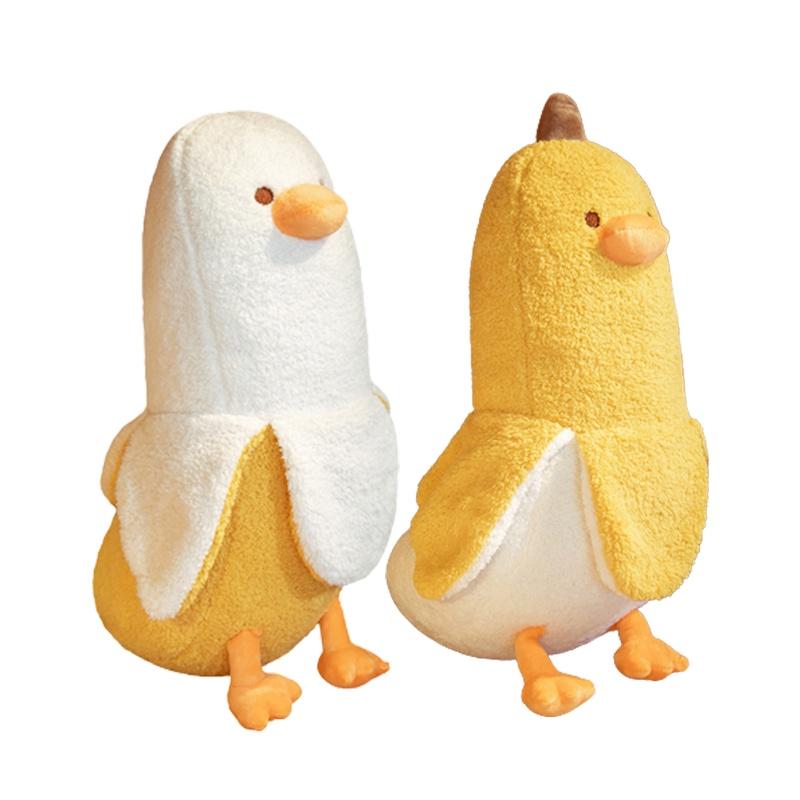 Adorabile Anatra Banana Gialla/bianca Peluche Giocattolo Cuscino da Abbracciare