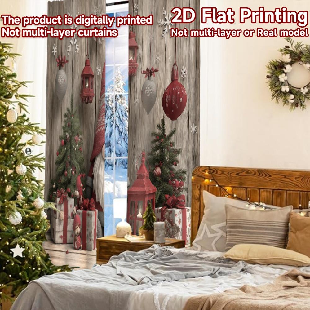 2pcs, 2D FLAT PRINTING Curtains (Without Rod) FestiveGnomeScene Halloween Festival Fashion Curtains Fabric Curtains Decorations
