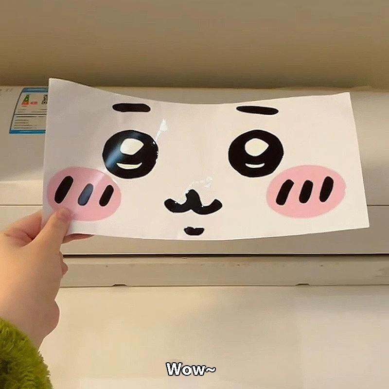 1 Sheet Helmet Electric Car Smiling Face Decals Chiikawa Emoticon Sticker Air Conditioner Diy Decorative Stickers