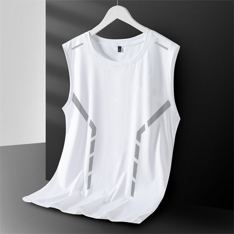 Men's Quick-Dry Ice Silk Sleeveless Mesh Vest - Large, Loose Fit for Summer Sports