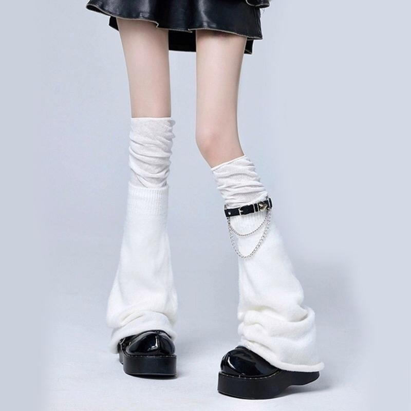 Calze Lunghe Estetiche a Coscia con Catena con Fibbia Harajuku Punk Scaldamuscoli Sopra il Ginocchio Calze Svasate per Donne
