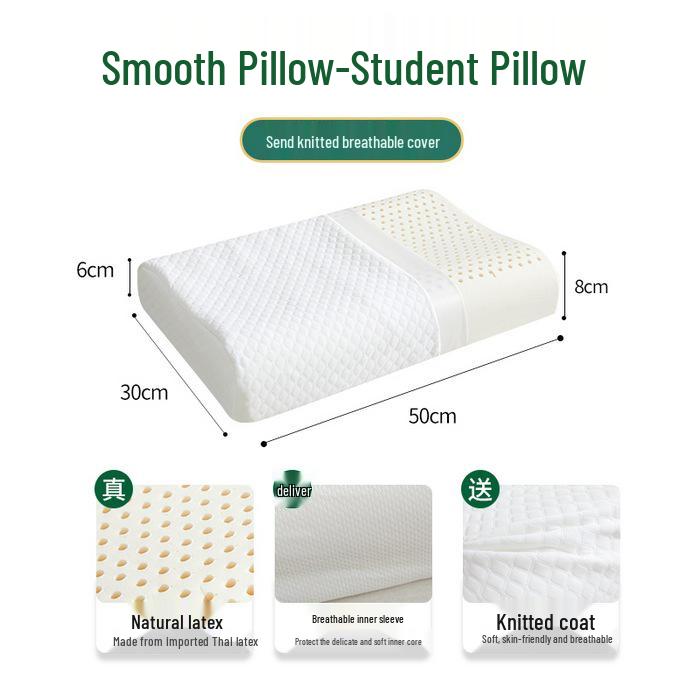 Thailand Natural Latex Neck Support Pillow - Cervical Protection Sleep Aid for Home, Dorm, and Kids