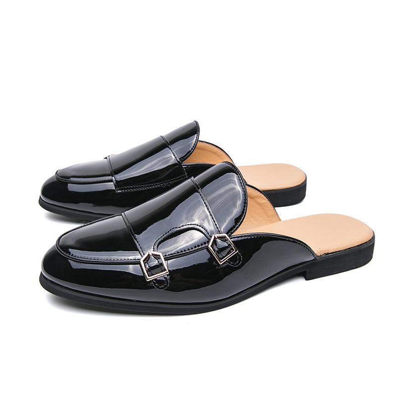 Scarpe estive nuove in pelle lucida di taglia grande, testa di borsa, mezze pantofole, traspiranti, senza tacco, parola pigra, ciabatte