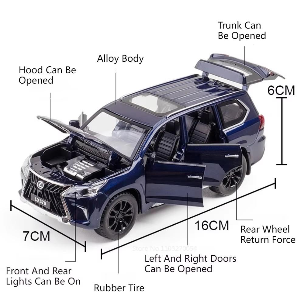 1:32 Lx570 Lm300h Modell Spielzeug Diecast Legierung Auto 6 Türen zu öffnen Sound Licht Rückzug Miniatur Fahrzeuge Kinder Freunde Feiertagsgeschenke