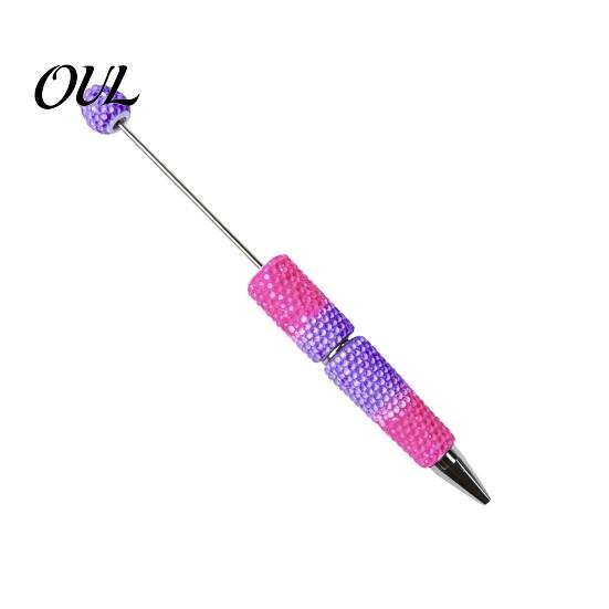 Handmade Pen Kits DIY Beadable Pen, Colorful Fancy Beaded Crafting Ballpoint Rainbow Gradient Pens Gift for Students, Party Favors, Creative