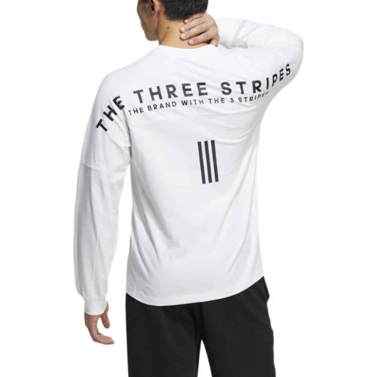 Adidas Alphabetic Print Round Neck Long Sleeve Sweatshirt Unisex Sweatshirt White IA9452